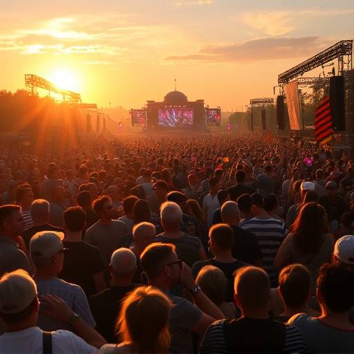 Bilde av en musikkfestival med mange mennesker, representerer et samarbeid med en musikkfestival.